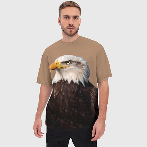 Мужская футболка оверсайз Белоголовый орлан птица / 3D-принт – фото 3