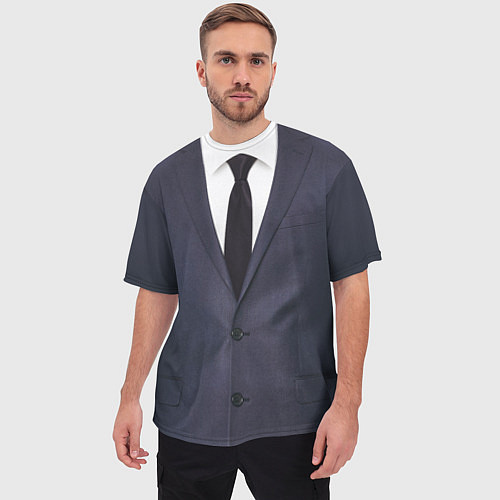 Мужская футболка оверсайз Деловой пиджак с рубашкой / 3D-принт – фото 3