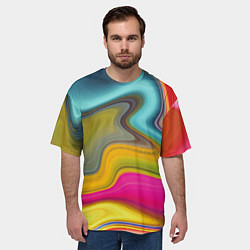 Футболка оверсайз мужская Волны цвета, цвет: 3D-принт — фото 2