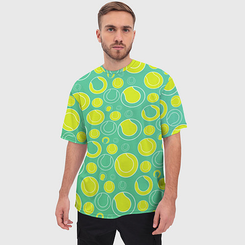 Мужская футболка оверсайз Теннисные мячики / 3D-принт – фото 3