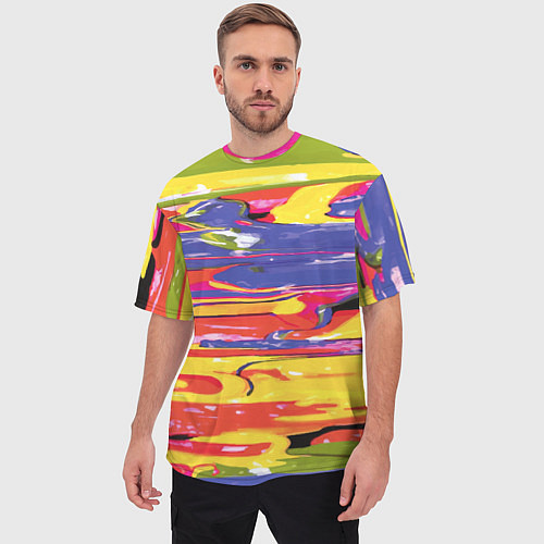 Мужская футболка оверсайз Красочный бум / 3D-принт – фото 3