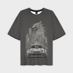Футболка оверсайз мужская Godzilla car, цвет: 3D-принт