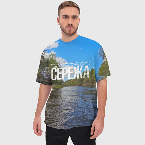 Мужская футболка оверсайз Сплав по русским рекам / 3D-принт – фото 3