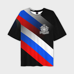 Футболка оверсайз мужская Пограничные войска - флаг РФ, цвет: 3D-принт