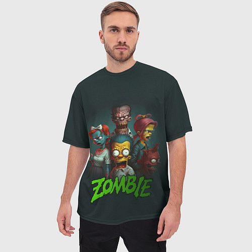 Мужская футболка оверсайз Симпсоны зомби / 3D-принт – фото 3