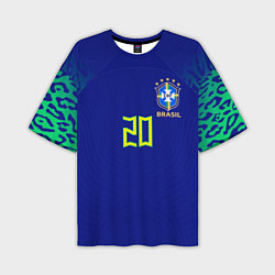 Футболка оверсайз мужская Винисиус Жуниор ЧМ 2022 сборная Бразилии гостевая, цвет: 3D-принт