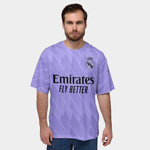 Мужская футболка оверсайз Винисиус Жуниор Реал Мадрид форма 2223 гостевая / 3D-принт – фото 3