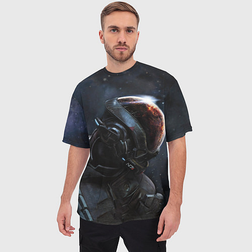 Мужская футболка оверсайз Mass Effect N7 game / 3D-принт – фото 3