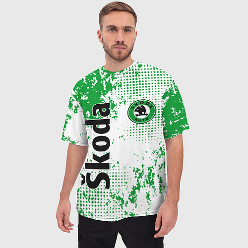 Мужская футболка оверсайз Skoda auto logo / 3D-принт – фото 3