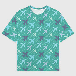 Футболка оверсайз мужская Самолётики, цвет: 3D-принт