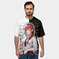 Футболка оверсайз мужская Макима и иероглифы, цвет: 3D-принт — фото 2
