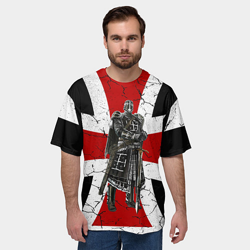 Мужская футболка оверсайз Рыцарь на фоне мальтийского креста / 3D-принт – фото 3