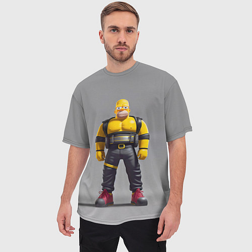 Мужская футболка оверсайз Homer Simpson - ninja - neural network / 3D-принт – фото 3