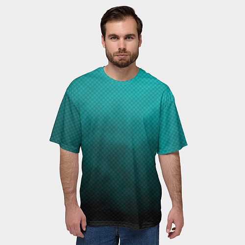 Мужская футболка оверсайз Бирюзово-черный дым - Хуф и Ся / 3D-принт – фото 3