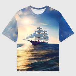 Футболка оверсайз мужская Парусный корабль бриг, цвет: 3D-принт