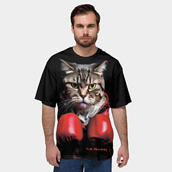 Футболка оверсайз мужская Cat boxing, цвет: 3D-принт — фото 2