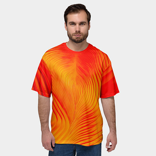 Мужская футболка оверсайз Фантазия в красном и желтом / 3D-принт – фото 3