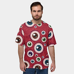 Футболка оверсайз мужская Множество жутких глаз, цвет: 3D-принт — фото 2
