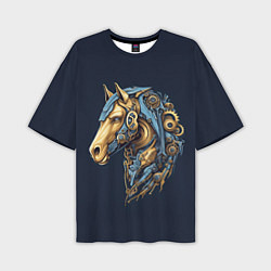 Мужская футболка оверсайз Механический конь