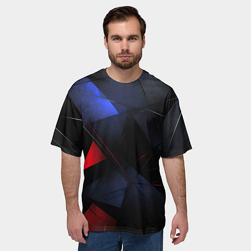 Мужская футболка оверсайз Black green blue red / 3D-принт – фото 3
