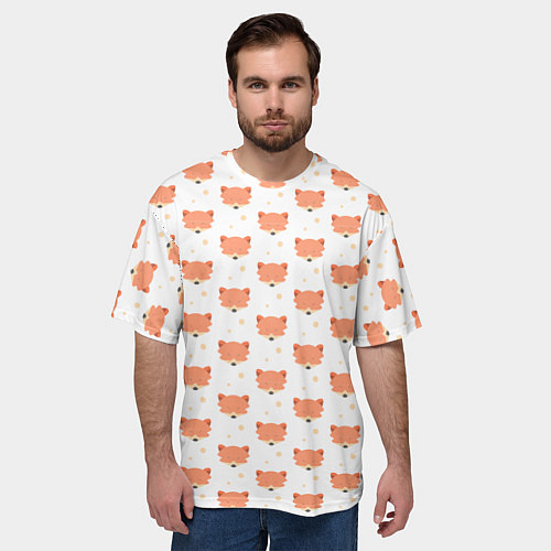 Мужская футболка оверсайз Паттерн милая лиса / 3D-принт – фото 3