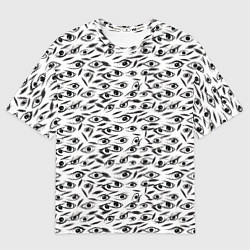 Мужская футболка оверсайз Море глаз на белом фоне