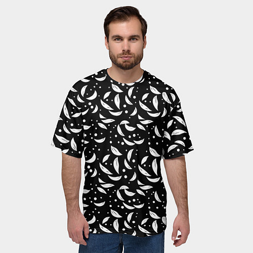 Мужская футболка оверсайз Белый листопад / 3D-принт – фото 3