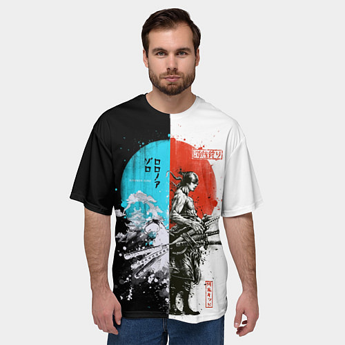 Мужская футболка оверсайз Зоро в инверсии - One Piece / 3D-принт – фото 3