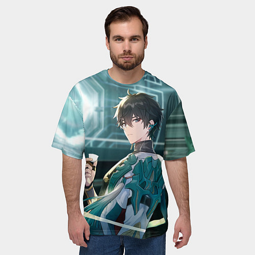 Мужская футболка оверсайз Дань Хэн в общем вагоне / 3D-принт – фото 3