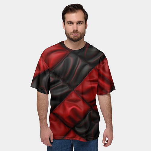 Мужская футболка оверсайз Red black luxury / 3D-принт – фото 3