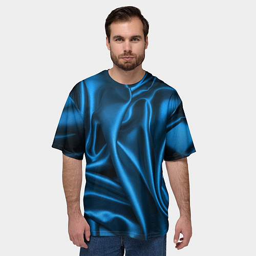 Мужская футболка оверсайз Синий шёлк / 3D-принт – фото 3