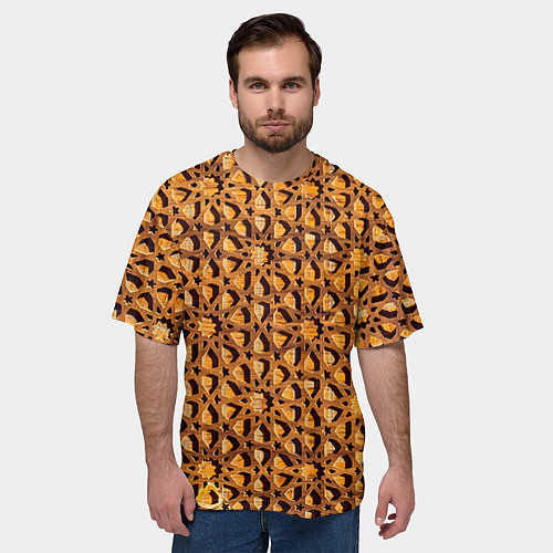 Мужская футболка оверсайз Медовый паттерн / 3D-принт – фото 3