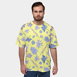 Футболка оверсайз мужская Cute blue flowers, цвет: 3D-принт — фото 2