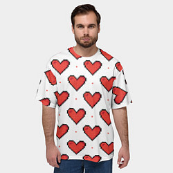 Футболка оверсайз мужская Pixel heart, цвет: 3D-принт — фото 2
