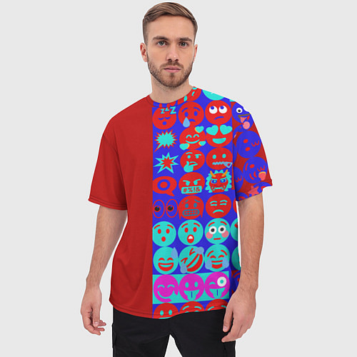 Мужская футболка оверсайз Смайлики для общения / 3D-принт – фото 3