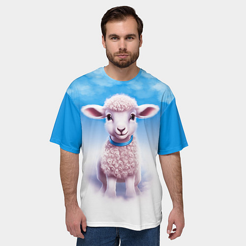 Мужская футболка оверсайз Ягнёнок / 3D-принт – фото 3