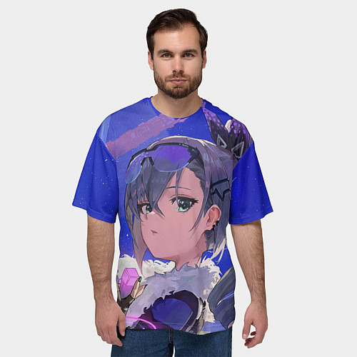 Мужская футболка оверсайз Хонкай Стар Рейл: Серебряный Волк / 3D-принт – фото 3