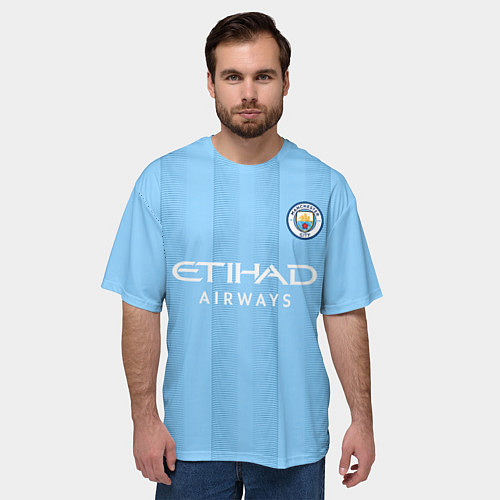 Мужская футболка оверсайз Джек Грилиш Манчестер Сити форма 2324 домашняя / 3D-принт – фото 3