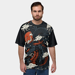 Футболка оверсайз мужская Дракон в японском стиле, цвет: 3D-принт — фото 2