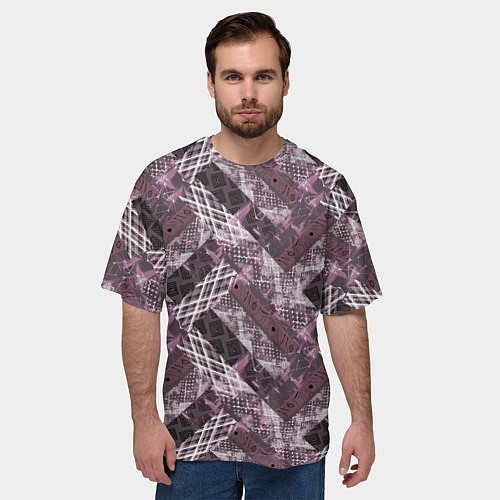 Мужская футболка оверсайз Этнический комбинированный узор / 3D-принт – фото 3