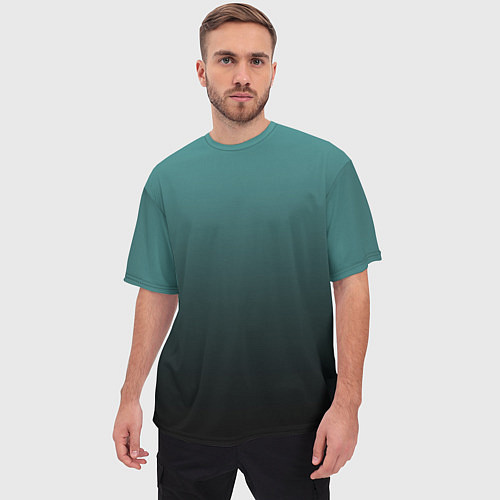 Мужская футболка оверсайз Градиент зелено-черный / 3D-принт – фото 3