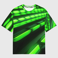 Футболка оверсайз мужская Green neon abstract, цвет: 3D-принт