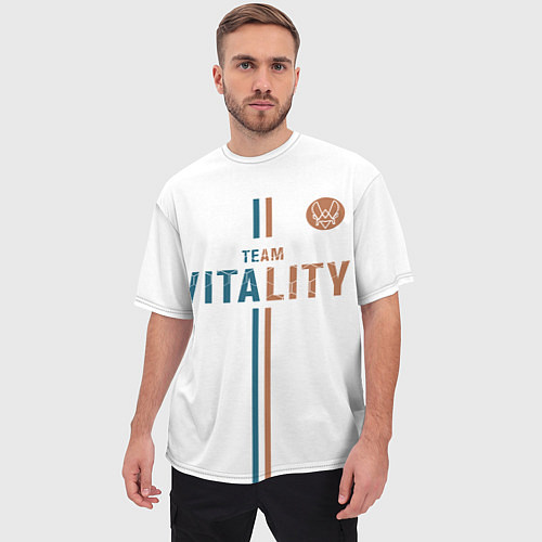 Мужская футболка оверсайз Форма Team Vitality white / 3D-принт – фото 3