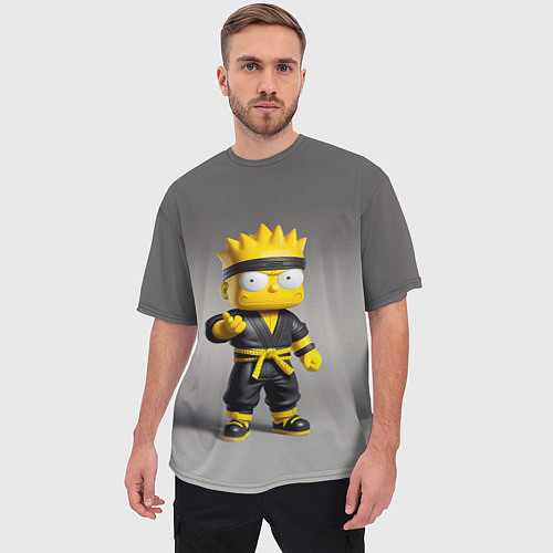 Мужская футболка оверсайз Bart Simpson - ninja - Japan / 3D-принт – фото 3
