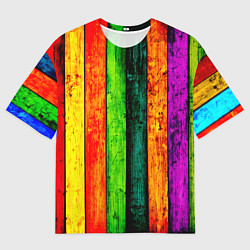 Футболка оверсайз мужская Цветной забор, цвет: 3D-принт