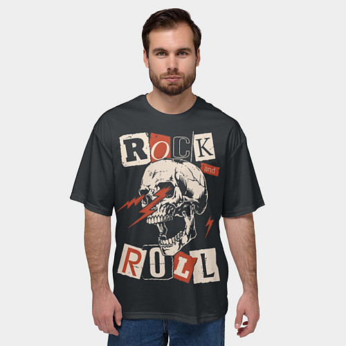 Мужская футболка оверсайз Rock - молнии из глаз / 3D-принт – фото 3