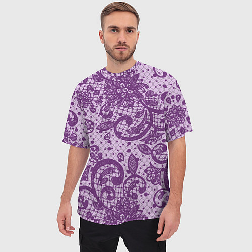 Мужская футболка оверсайз Фиолетовая фантазия / 3D-принт – фото 3