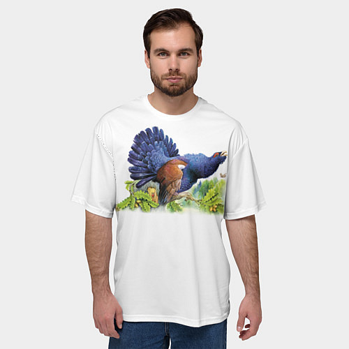 Мужская футболка оверсайз Глухарь на току / 3D-принт – фото 3