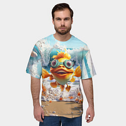 Футболка оверсайз мужская Веселая рыбка в очках, цвет: 3D-принт — фото 2