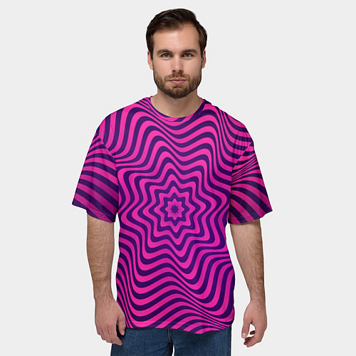 Мужская футболка оверсайз Абстрактный фиолетовый узор / 3D-принт – фото 3